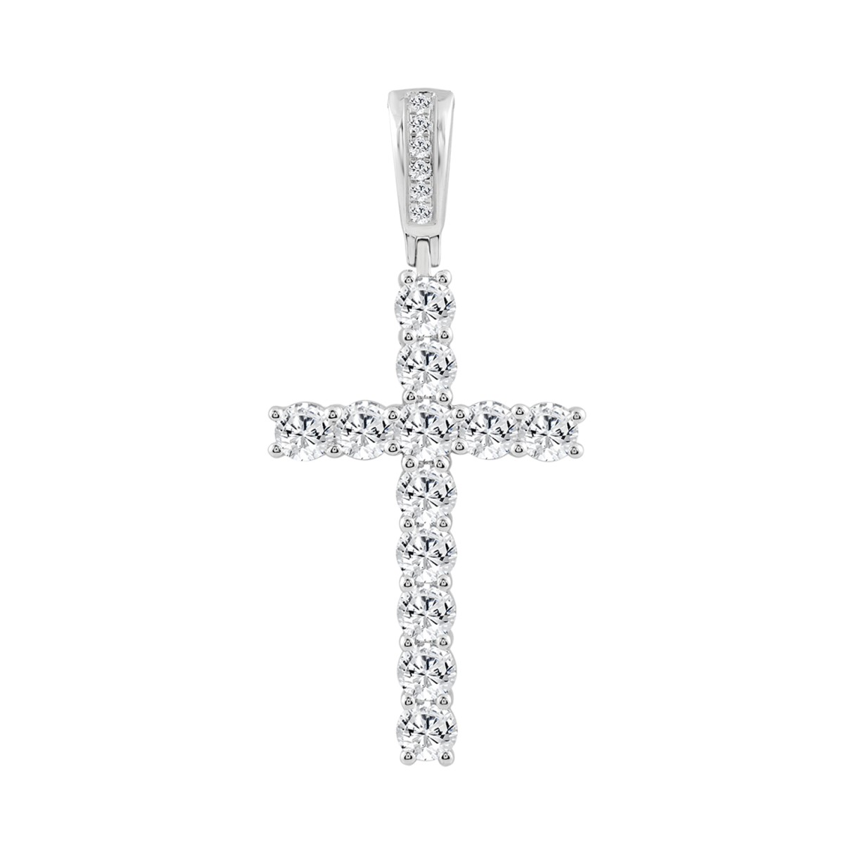 10K WHITE GOLD 2 1/2CT ROUND DIAMOND MEN'S CHARM P...