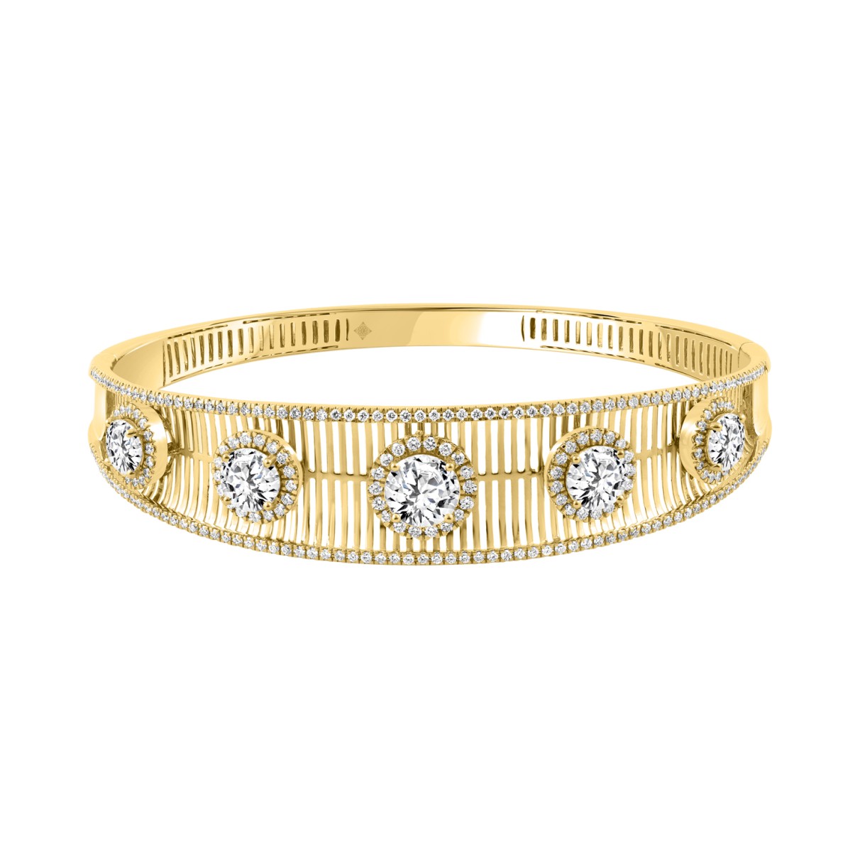 18K YELLOW GOLD 6 1/2CT ROUND DIAMOND LADIES BANGL...