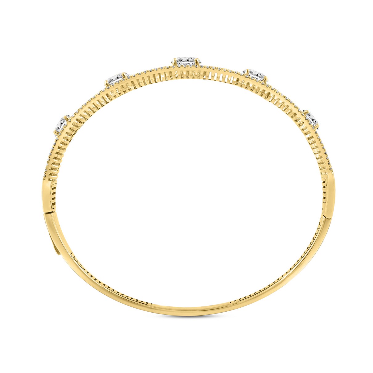 18K YELLOW GOLD 6 1/2CT ROUND DIAMOND LADIES BANGLE