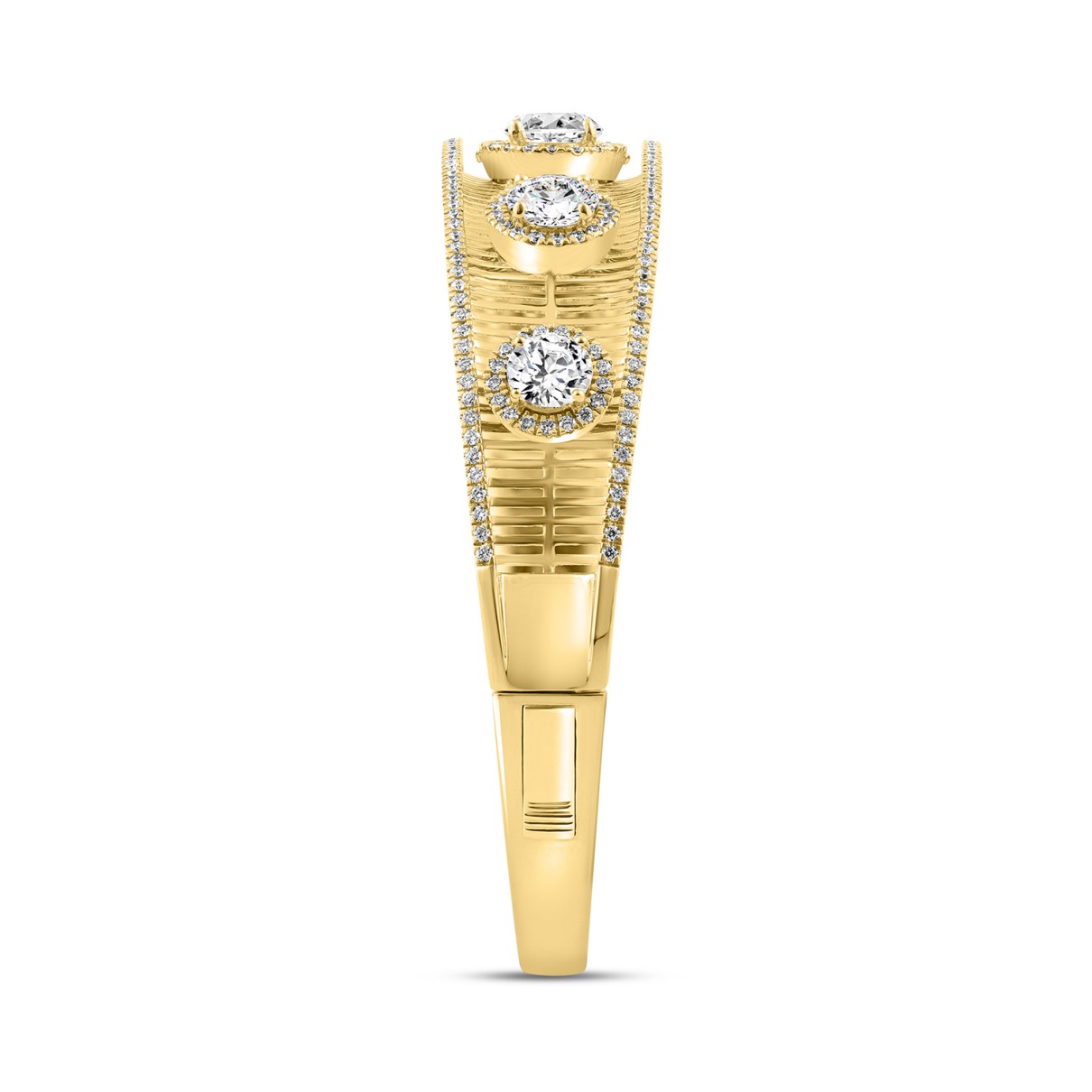 18K YELLOW GOLD 6 1/2CT ROUND DIAMOND LADIES BANGLE