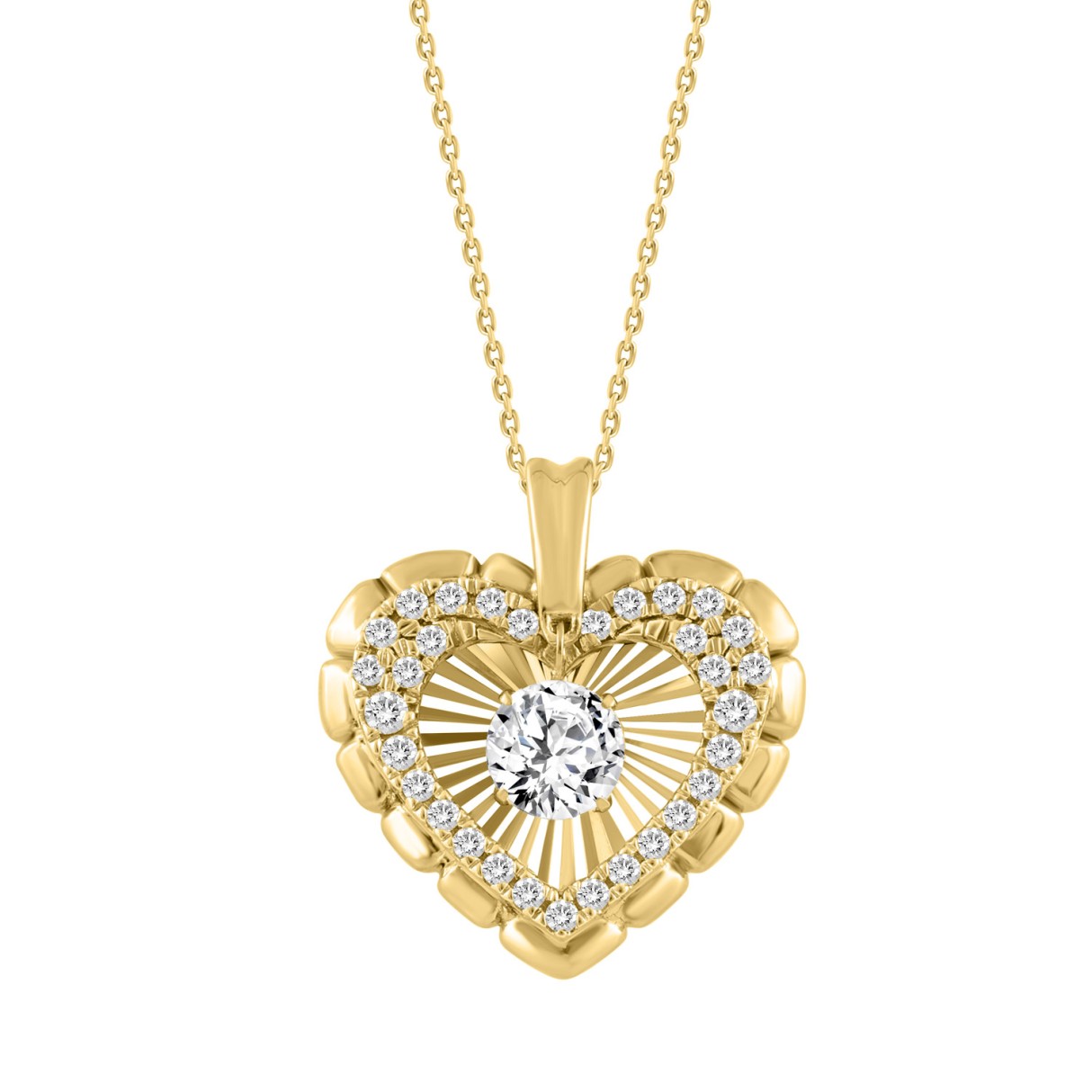 14K YELLOW GOLD 3/4CT ROUND DIAMOND LADIES PENDANT...