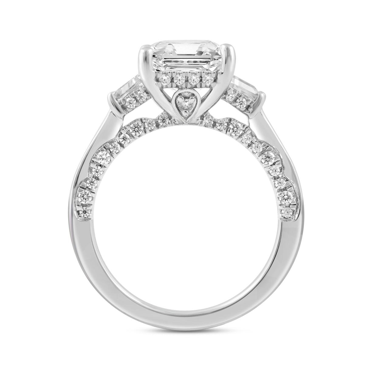 14K WHITE GOLD 4 1/4CT ROUND/RADIANT/BAGUETTE /TRAPEZOID DIAMOND LADIES RING