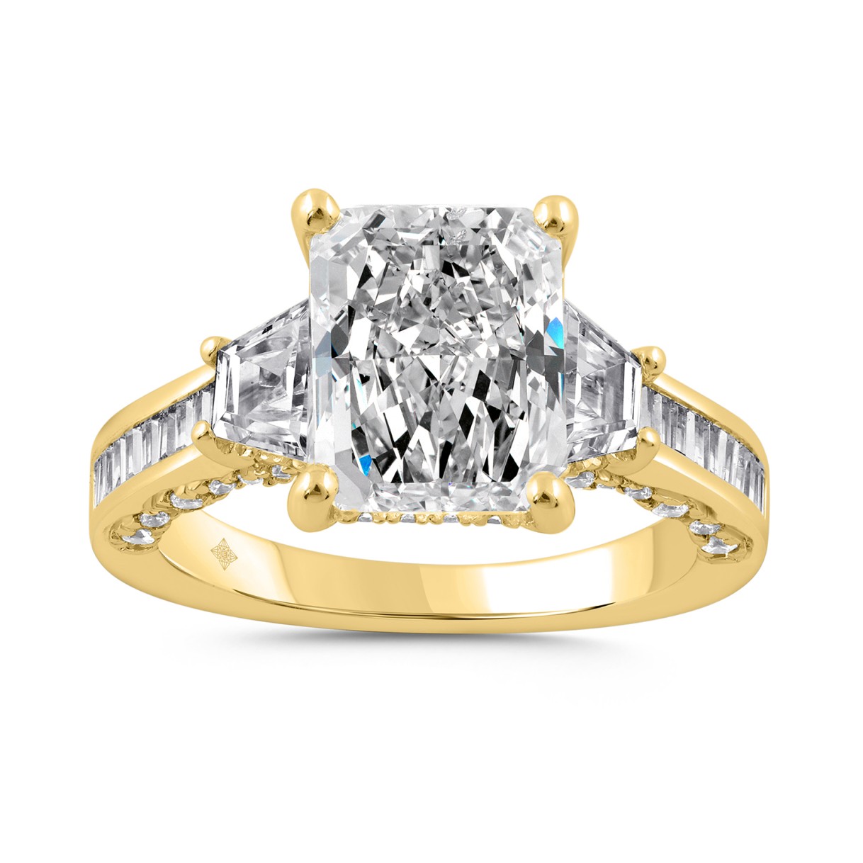Luxury 14K Yellow Gold 4 1/4Ct Radiant & Round Lab...