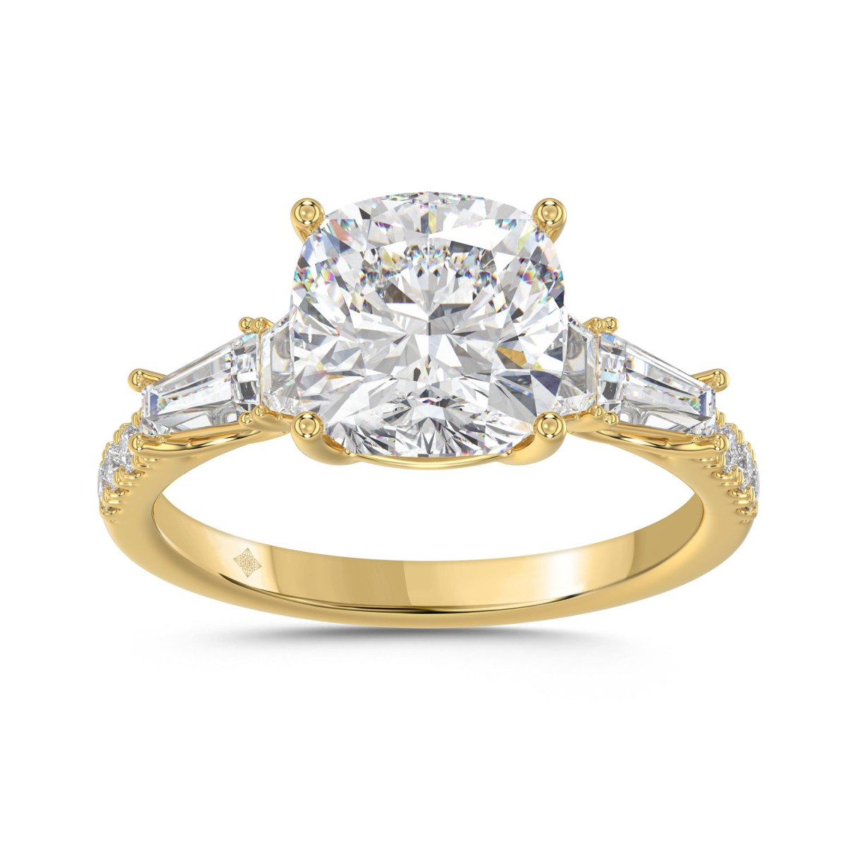 14K YELLOW GOLD 4.00CT ROUND/CUSHION/TRAPEZOID/HAL...