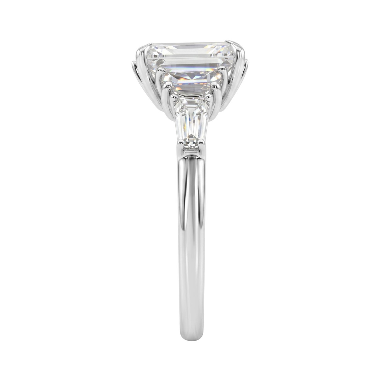 14K WHITE GOLD 4.00CT RADIANT/HALF MOON/TAPER BAGUETTE DIAMOND LADIES RING