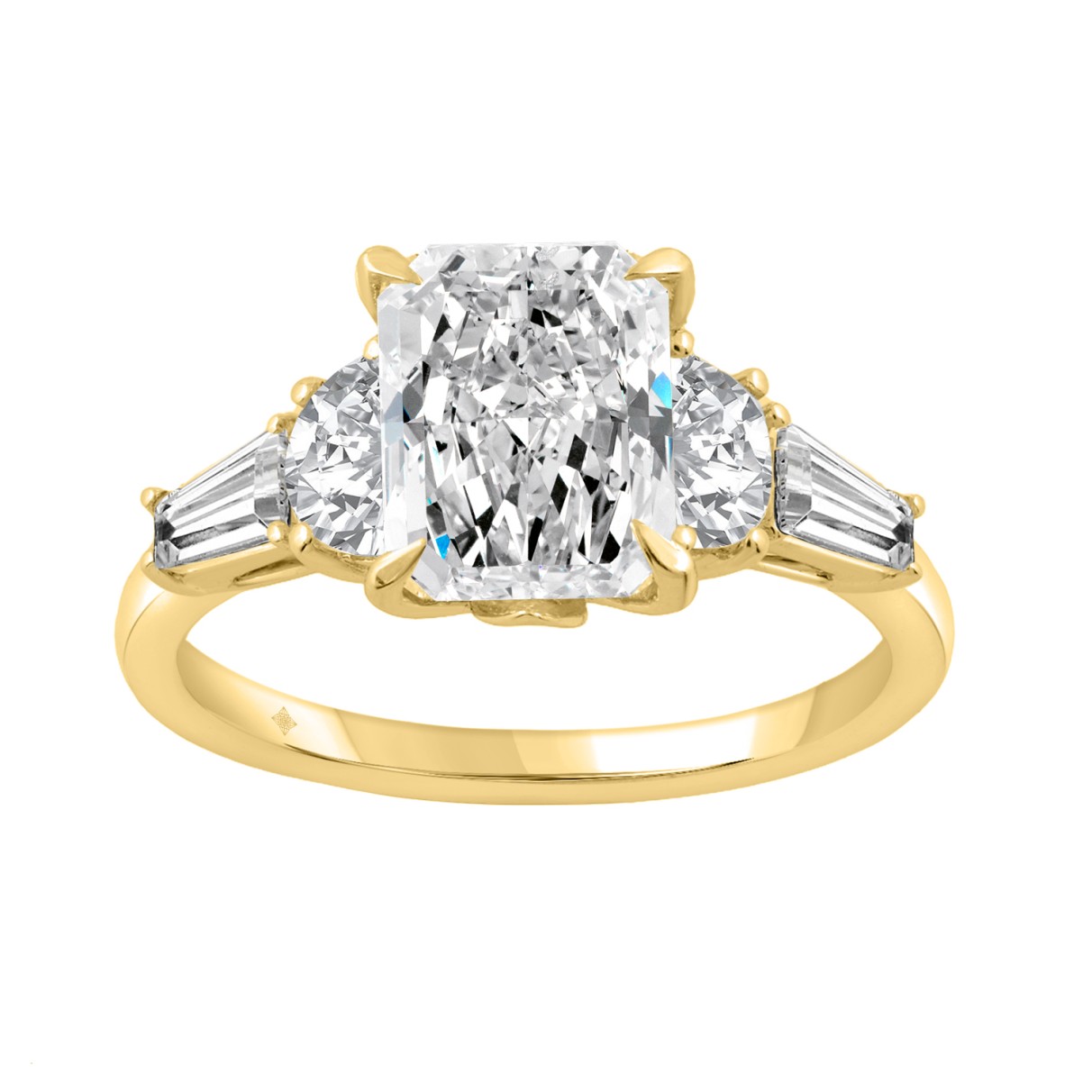 14K YELLOW GOLD 4.00CT RADIANT/HALF MOON/TAPER BAG...