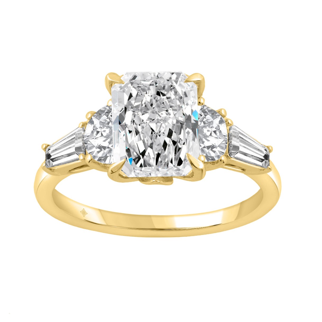 14K YELLOW GOLD 4.00CT RADIANT/HALF MOON/TAPER BAG...