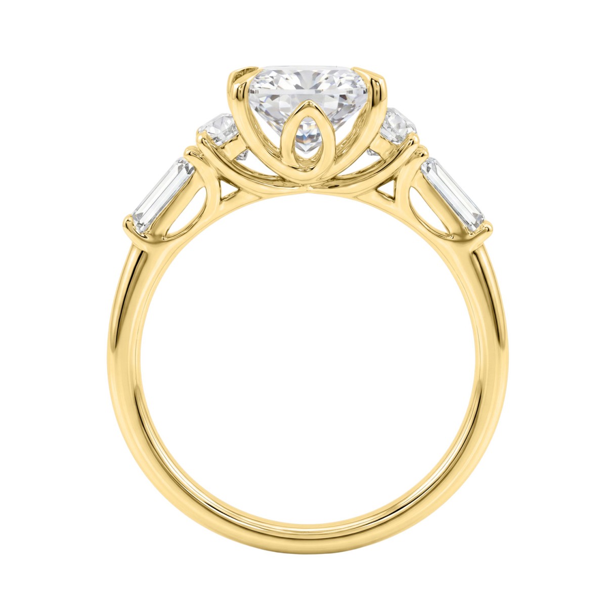 14K YELLOW GOLD 4.00CT RADIANT/HALF MOON/TAPER BAGUETTE DIAMOND LADIES RING