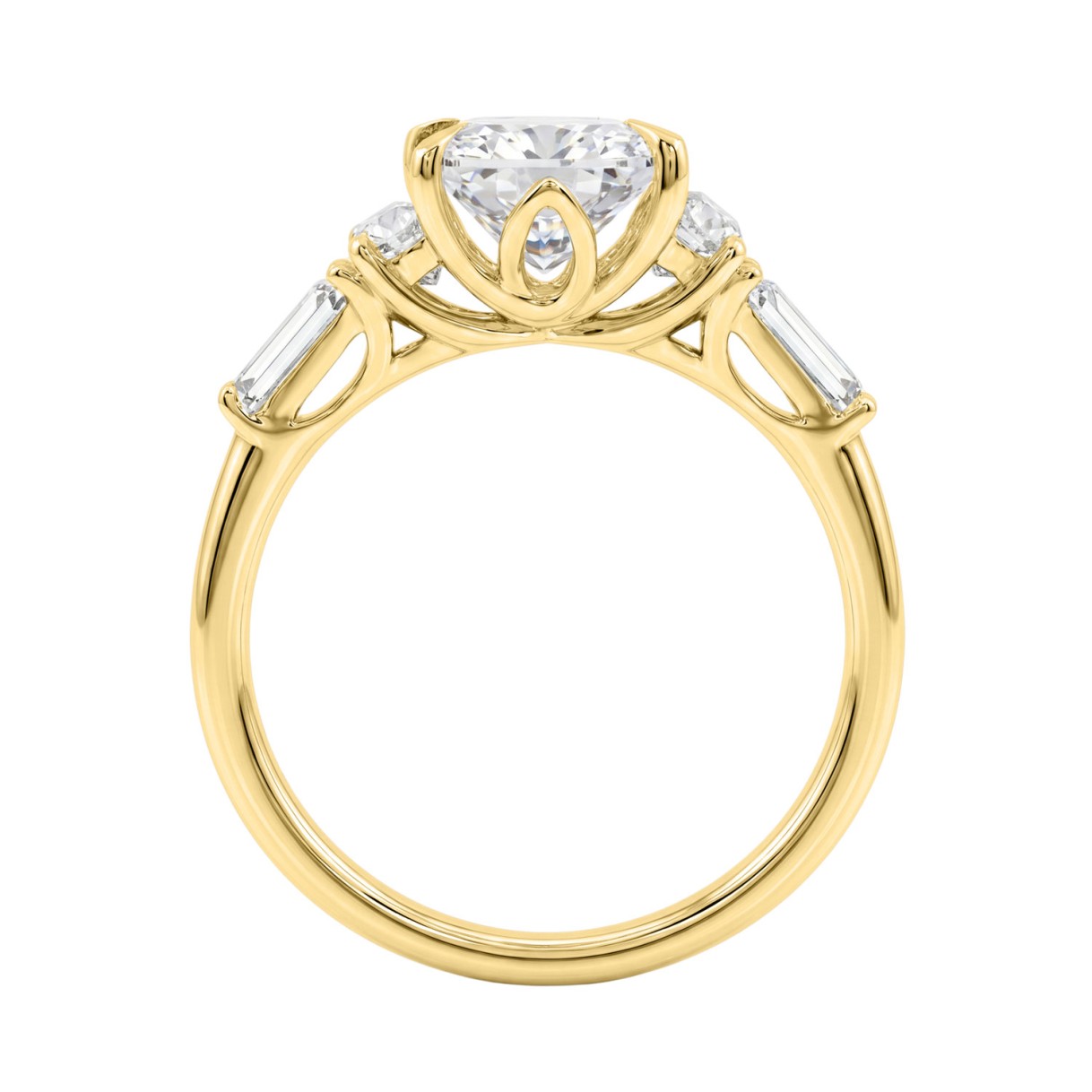 14K YELLOW GOLD 4.00CT RADIANT/HALF MOON/TAPER BAGUETTE DIAMOND LADIES RING