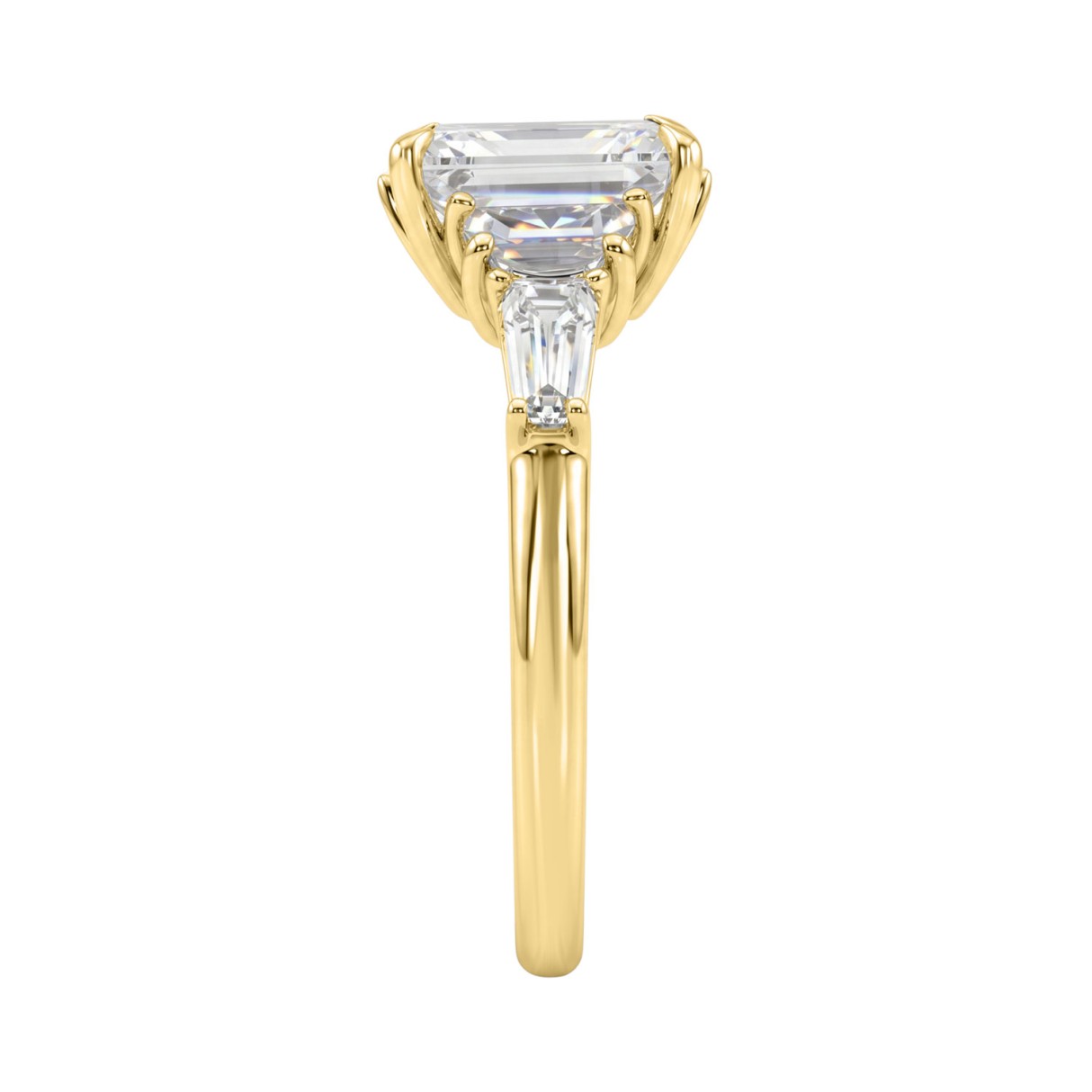 14K YELLOW GOLD 4.00CT RADIANT/HALF MOON/TAPER BAGUETTE DIAMOND LADIES RING