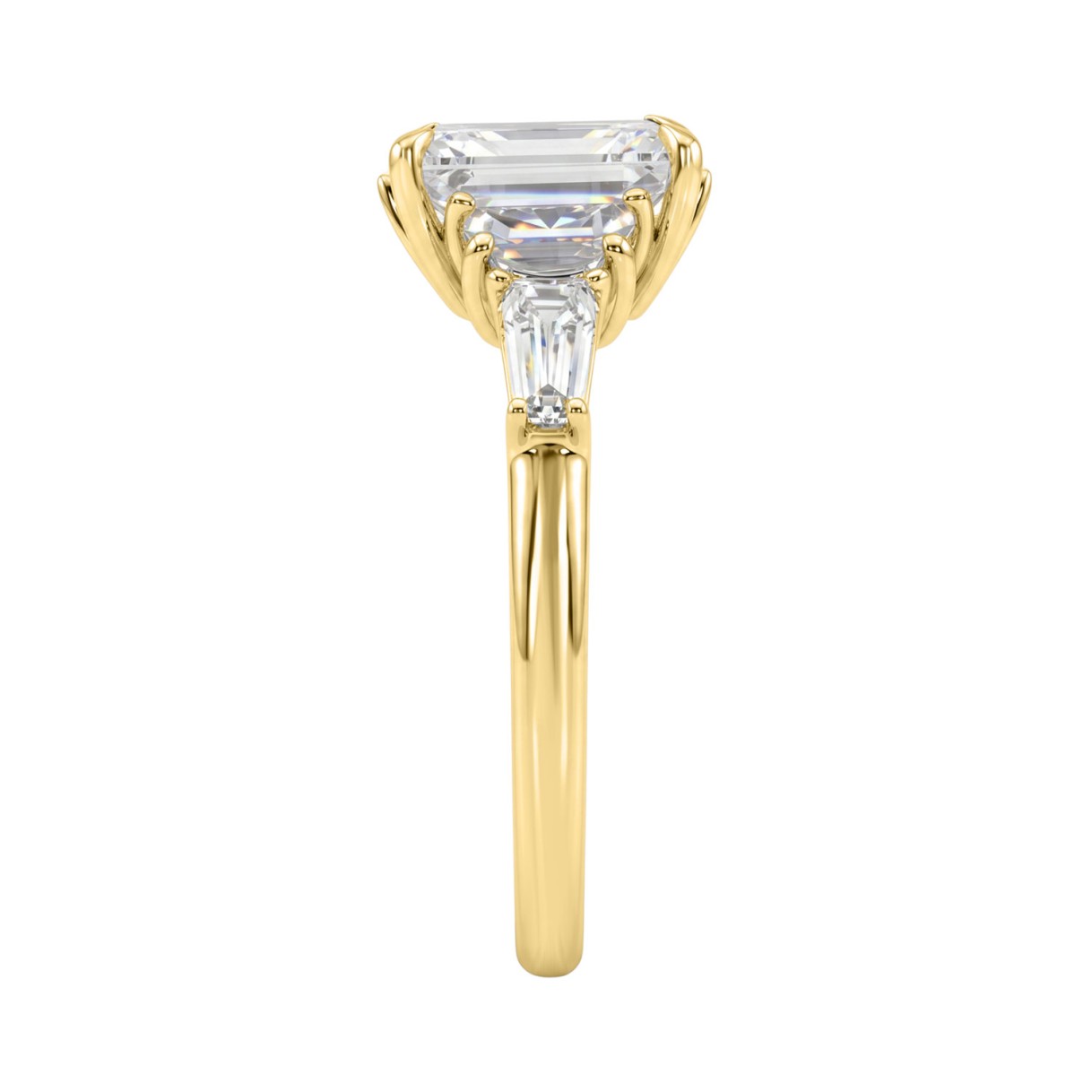 14K YELLOW GOLD 4.00CT RADIANT/HALF MOON/TAPER BAGUETTE DIAMOND LADIES RING