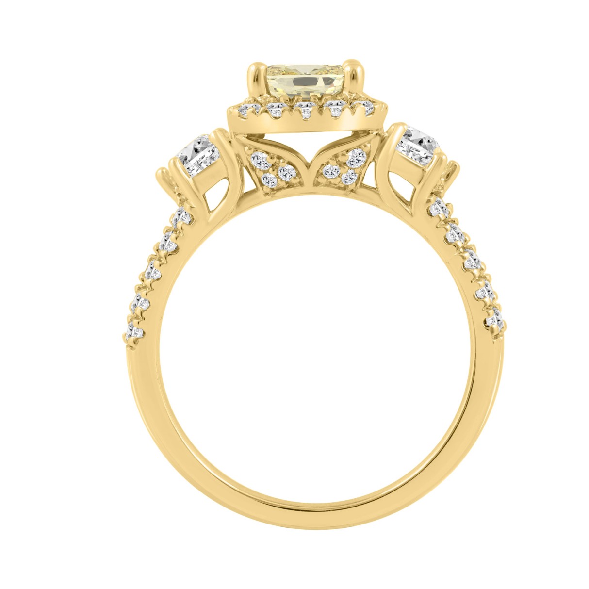 14K YELLOW GOLD 3 1/4CT ROUND/CADILLAC/RADIANT YELLOW DIAMOND LADIES RING (CENTER STONE YELLOW RADIANT DIAMOND 2CT)
