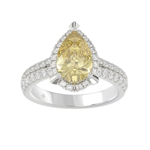 14K WHITE GOLD 2 3/4CT ROUND/YELLOW PEAR DIAMOND LADIES RING (CENTER STONE YELLOW PEAR DIAMOND 2.00CT) 14K WHITE GOLD 2 3/4CT ROUND/YELLOW PEAR DIAMOND LADIES RING (CENTER STONE YELLOW PEAR DIAMOND 2.00CT)