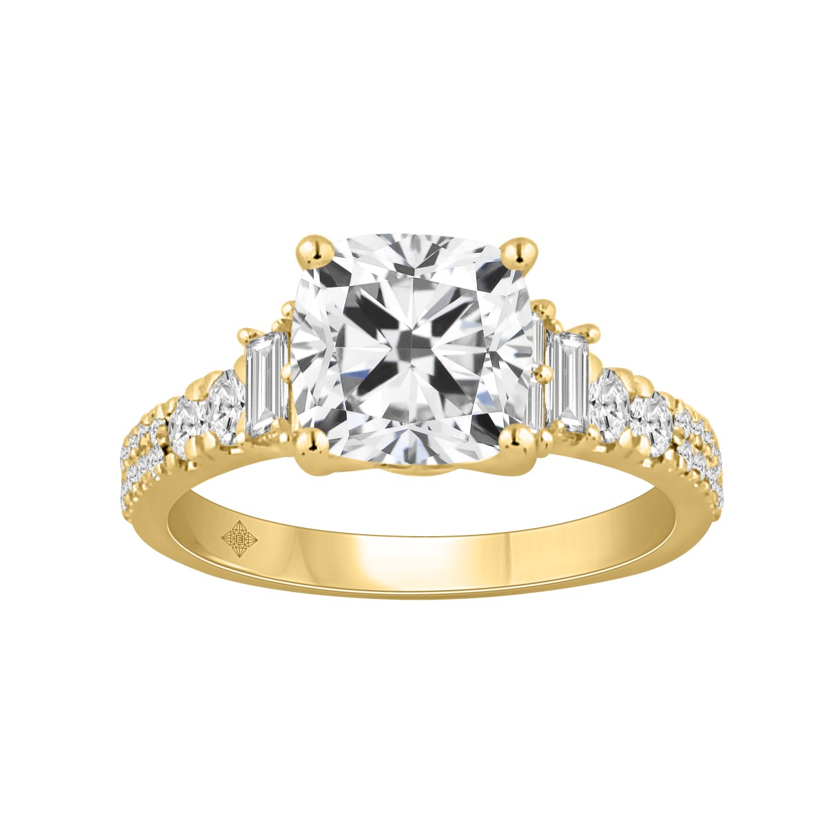 14K YELLOW GOLD 2 1/2CT ROUND/CUSHION/BAGUETTE DIA...