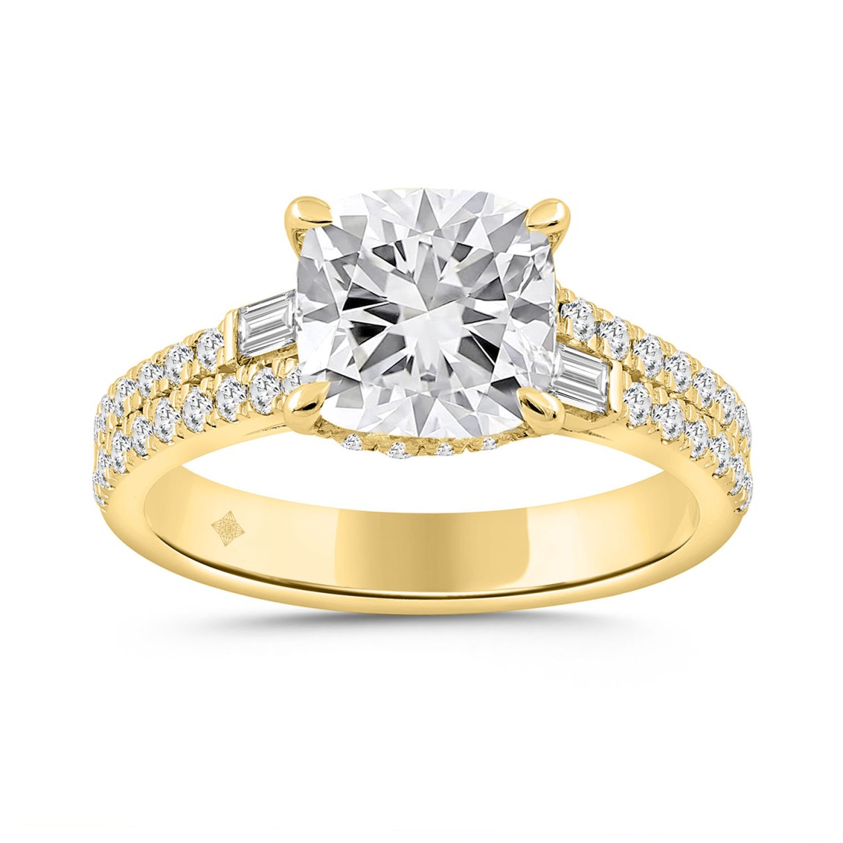 14K YELLOW GOLD 2 1/2CT ROUND/CUSHION/BAGUETTE DIA...