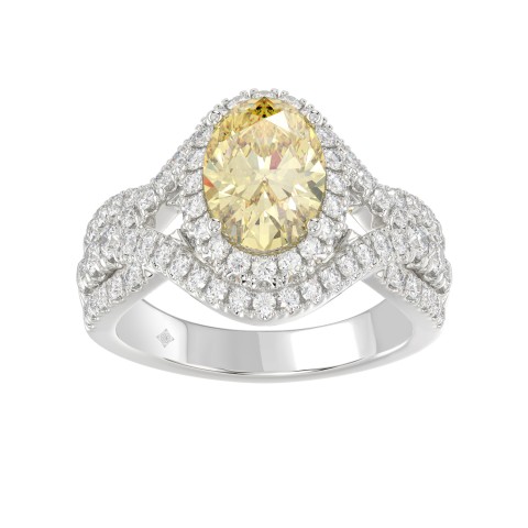 14K WHITE GOLD 3 1/4CT ROUND/YELLOW OVAL DIMAOND LADIES RING (CENTER STONE YELLOW OVAL DIAMOND 2.00CT) 14K WHITE GOLD 3 1/4CT ROUND/YELLOW OVAL DIMAOND LADIES RING (CENTER STONE YELLOW OVAL DIAMOND 2.00CT)