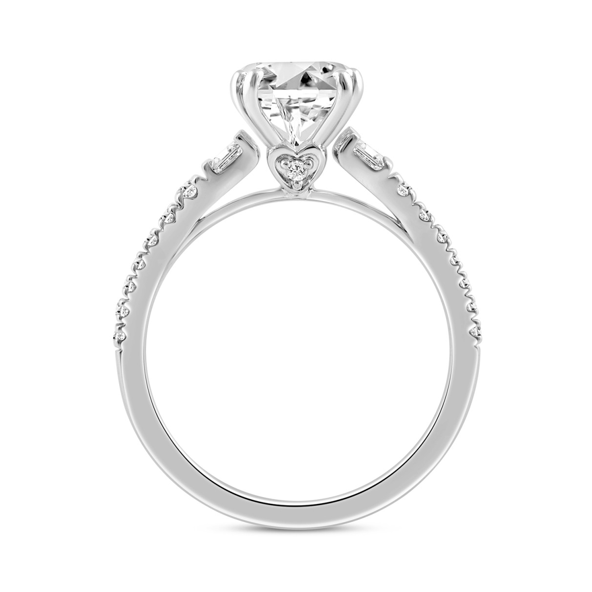 14K WHITE GOLD 2 1/4CT ROUND/BAGUETTE DIAMOND LADIES RING (CENTER STONE ROUND DIAMOND 2CT)