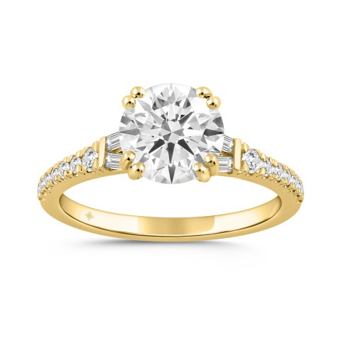 14K YELLOW GOLD 2 1/4CT ROUND/BAGUETTE DIAMOND LADIES RING (CENTER STONE ROUND DIAMOND 2CT) 14K YELLOW GOLD 2 1/4CT ROUND/BAGUETTE DIAMOND LADIES RING (CENTER STONE ROUND DIAMOND 2CT)