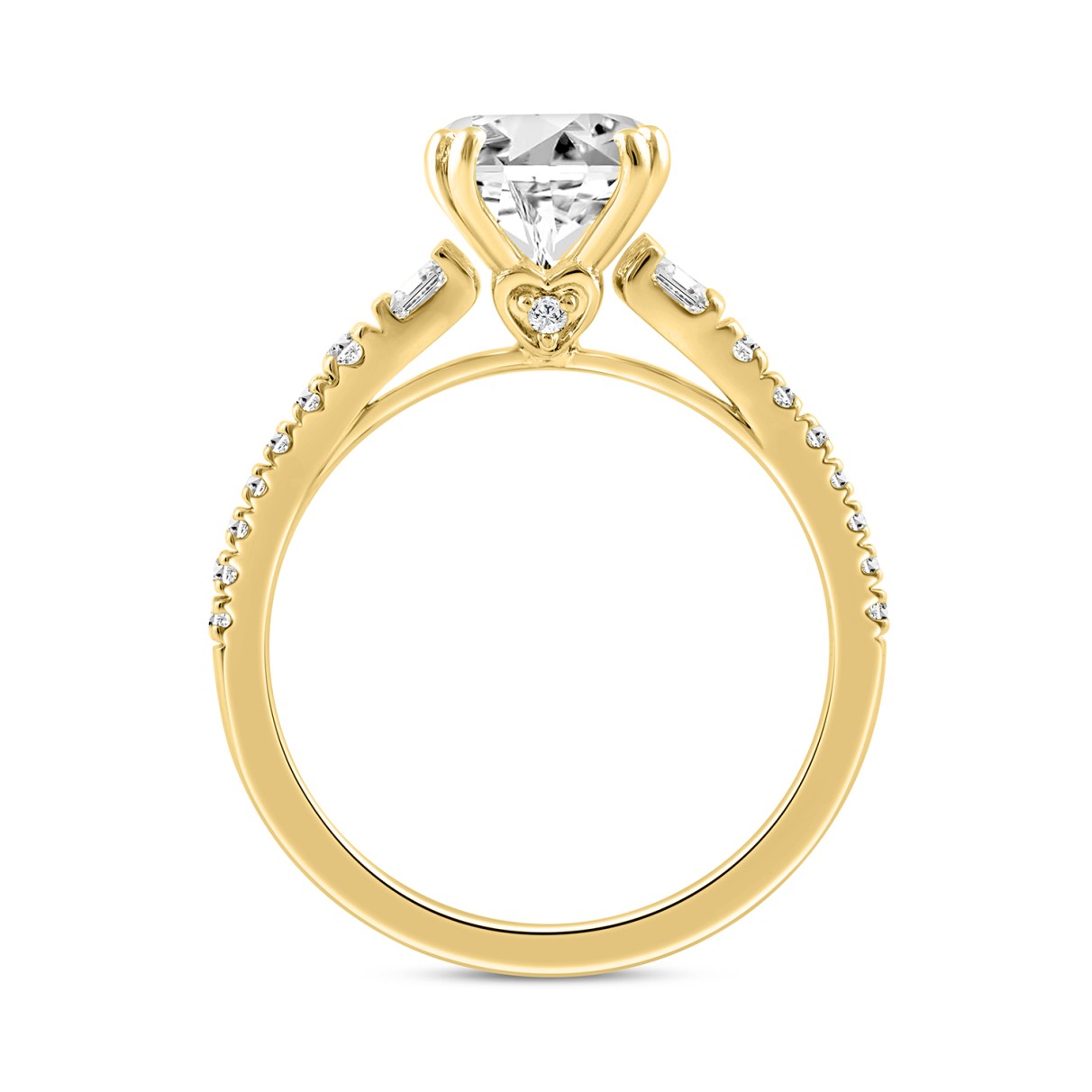 14K YELLOW GOLD 2 1/4CT ROUND/BAGUETTE DIAMOND LADIES RING (CENTER STONE ROUND DIAMOND 2CT)