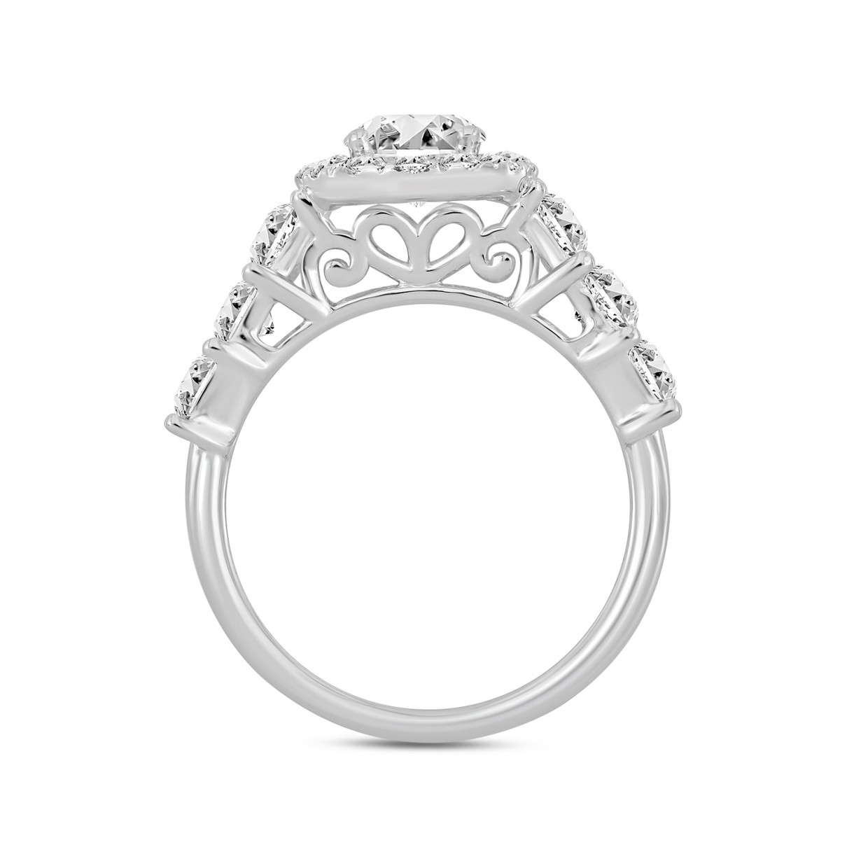 14K WHITE GOLD 3 1/10CT ROUND/PRINCESS DIAMOND LADIES RING (CENTER STONE OVAL DIAMOND 1 1/4CT)