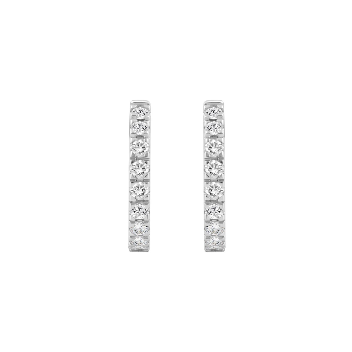 14K WHITE GOLD 1.00CT ROUND DIAMOND LADIES HOOPS EARRINGS