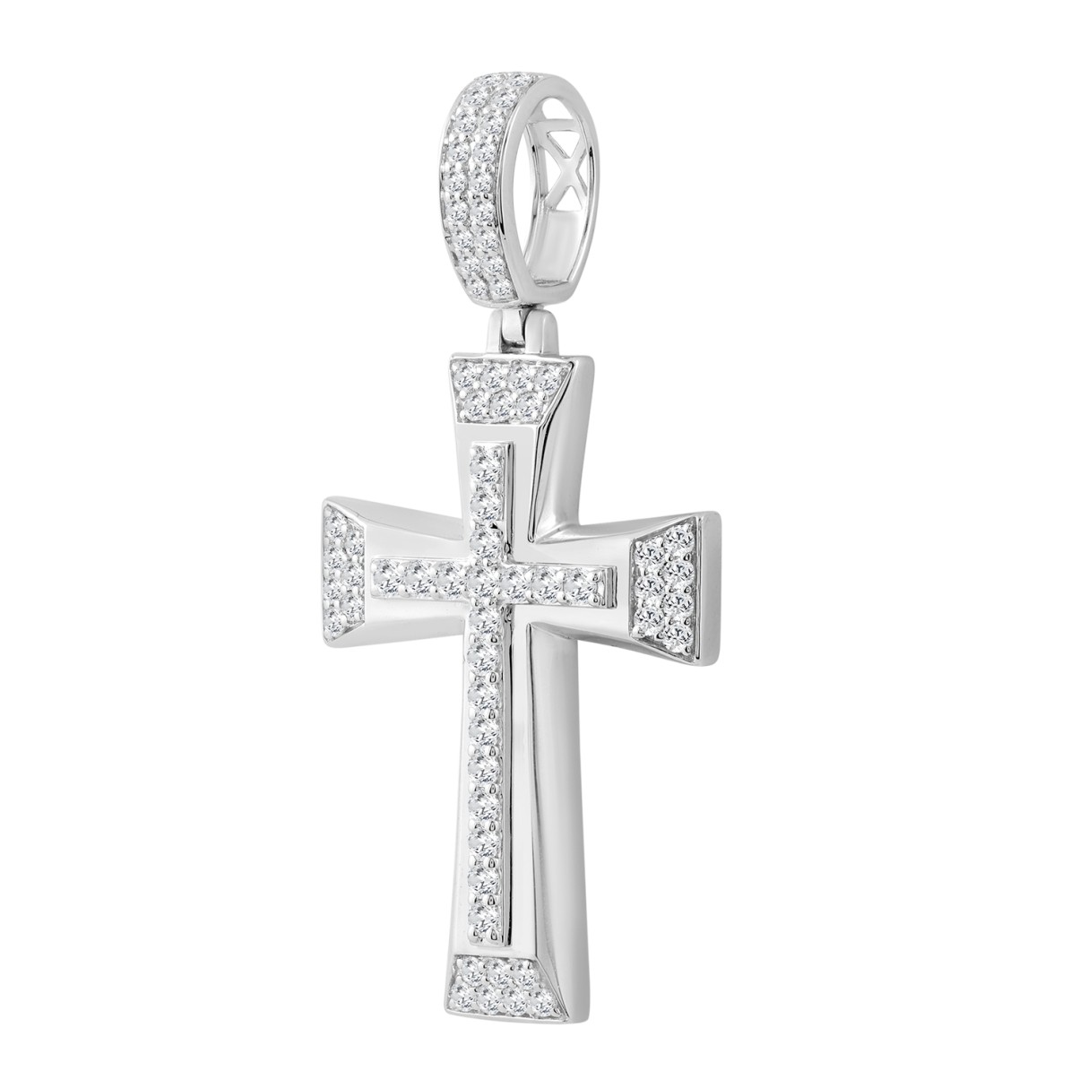 10K WHITE GOLD 1 1/4CT ROUND DIAMOND MEN'S CHARM PENDANT