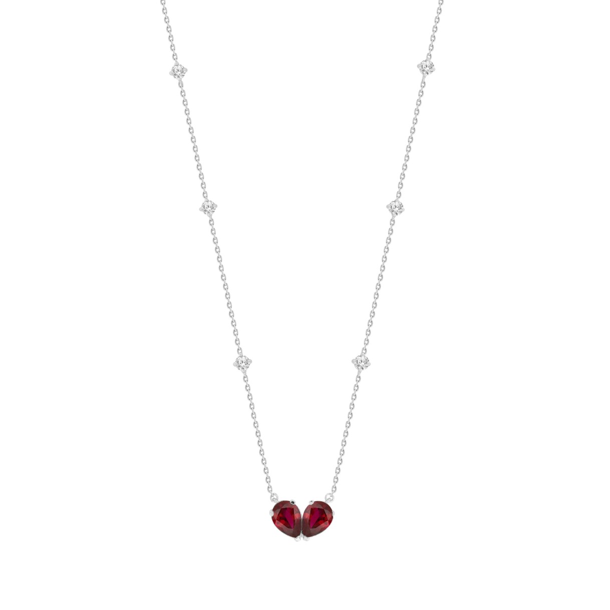 14K WHITE GOLD 2.00CT ROUND/PEAR DIAMOND LADIES NE...