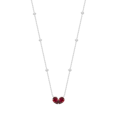 14K WHITE GOLD 2.00CT ROUND/PEAR DIAMOND LADIES NECKLACE (RUBY DIAMOND 2 STONE)