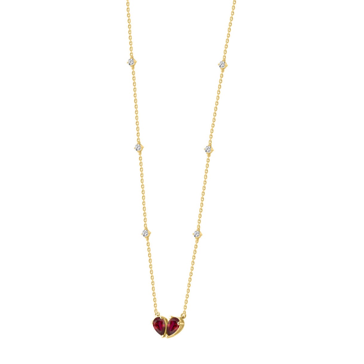 14K YELLOW GOLD 2 7/8CT ROUND/PEAR DIAMOND LADIES NECKLACE (RUBY DIAMOND 2 3/8CT)