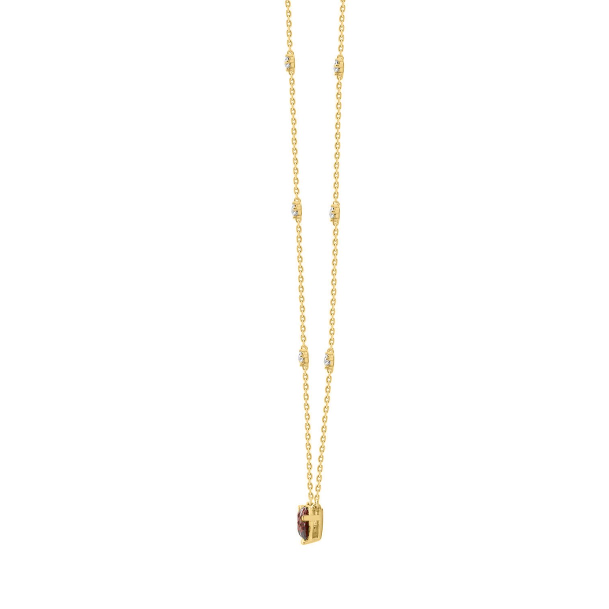 14K YELLOW GOLD 2 7/8CT ROUND/PEAR DIAMOND LADIES NECKLACE (RUBY DIAMOND 2 3/8CT)