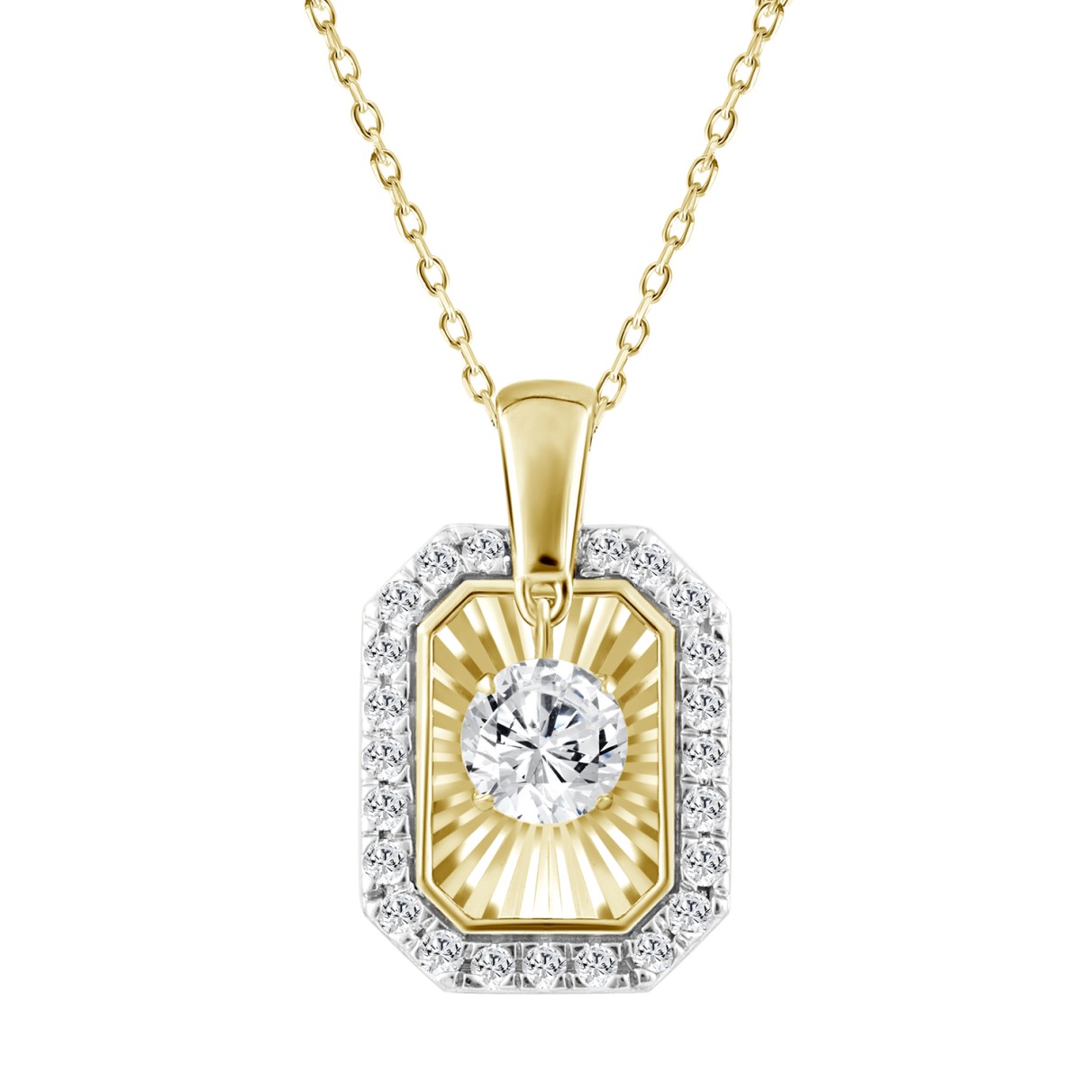 10K YELLOW GOLD 3/4CT ROUND DIAMOND LADIES PENDANT WITH CHAIN