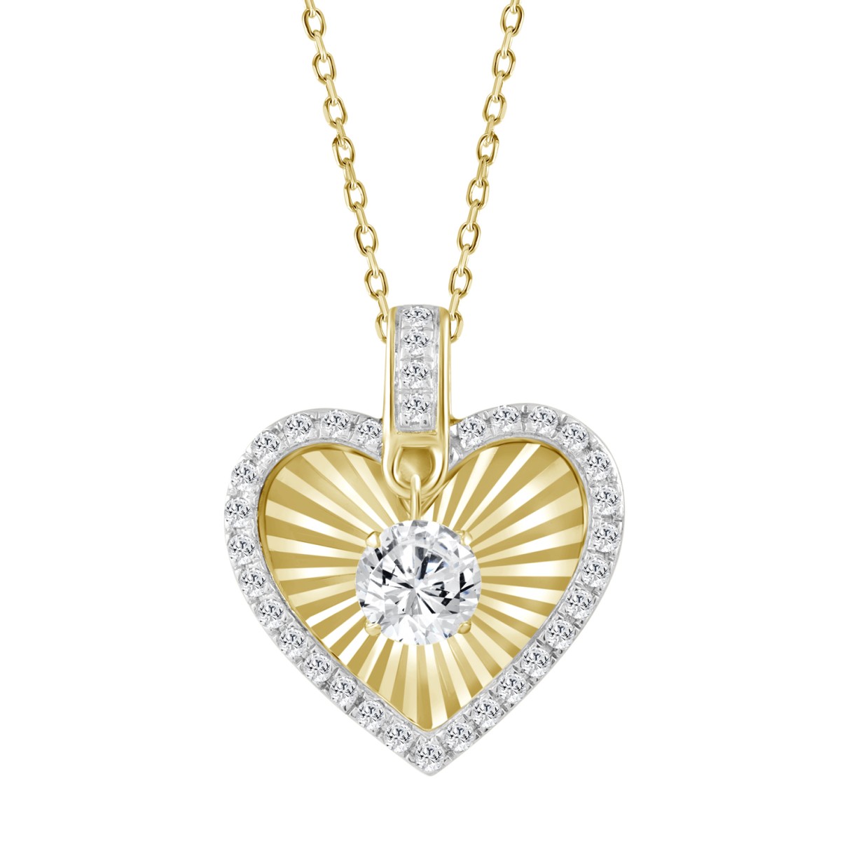 10K YELLOW GOLD 3/4CT ROUND DIAMOND LADIES PENDANT WITH CHAIN