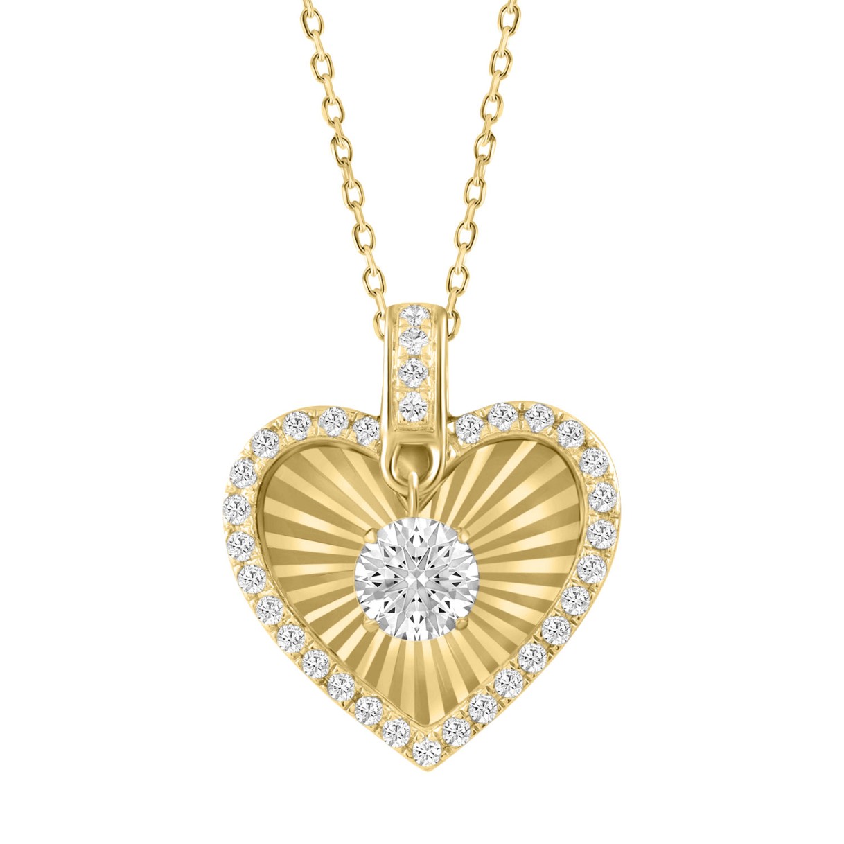 10K YELLOW GOLD 3/4CT ROUND DIAMOND LADIES PENDANT WITH CHAIN