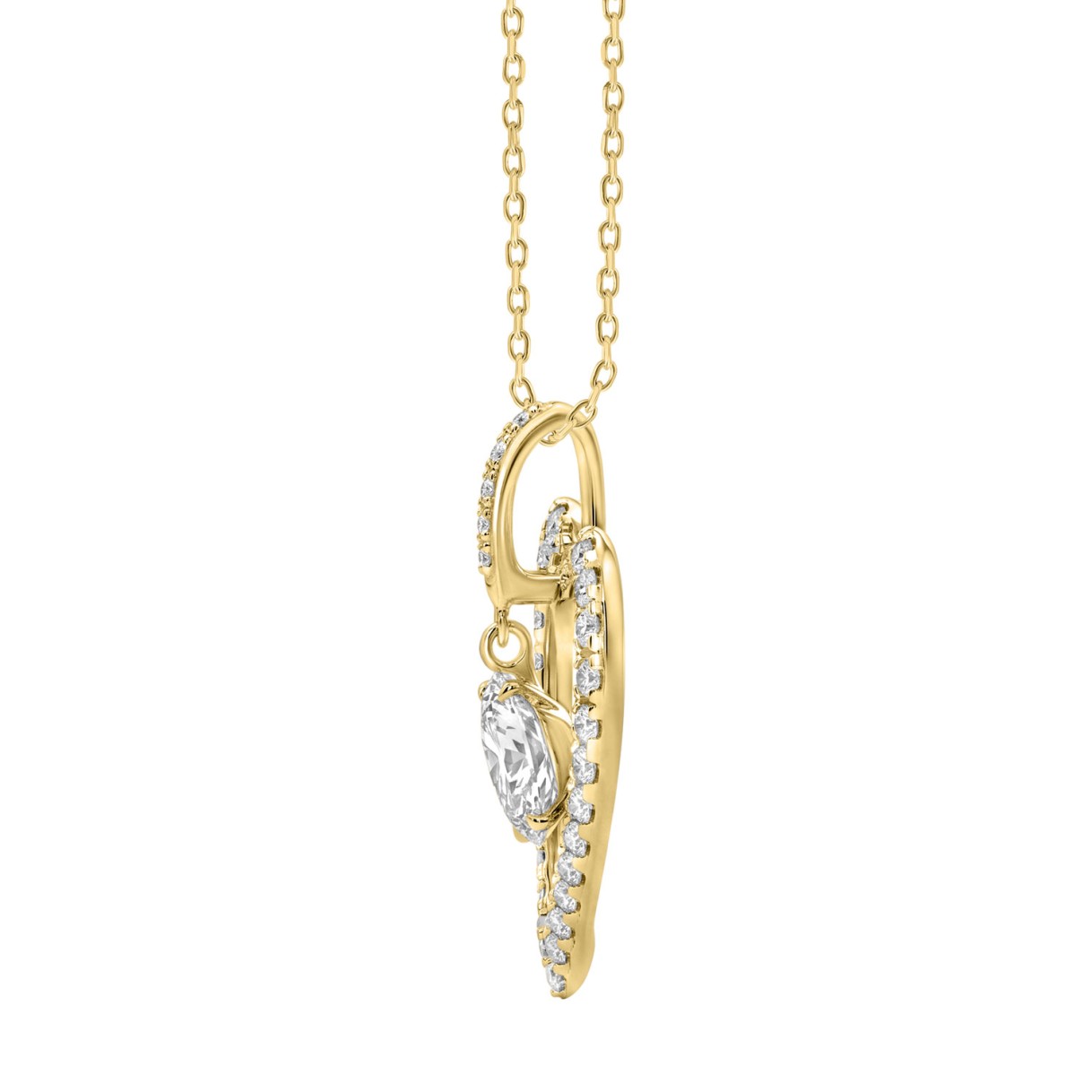 10K YELLOW GOLD 3/4CT ROUND DIAMOND LADIES PENDANT WITH CHAIN