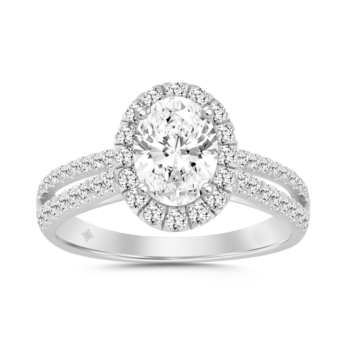 14K WHITE GOLD 2.00CT ROUND/OVAL DIAMOND LADIES RING (CENTER STONE OVAL DIAMOND 1 1/2CT)