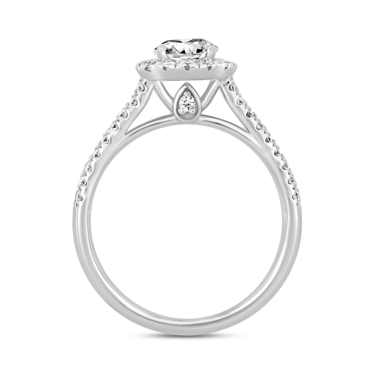 14K WHITE GOLD 2.00CT ROUND/OVAL DIAMOND LADIES RING (CENTER STONE OVAL DIAMOND 1 1/2CT)