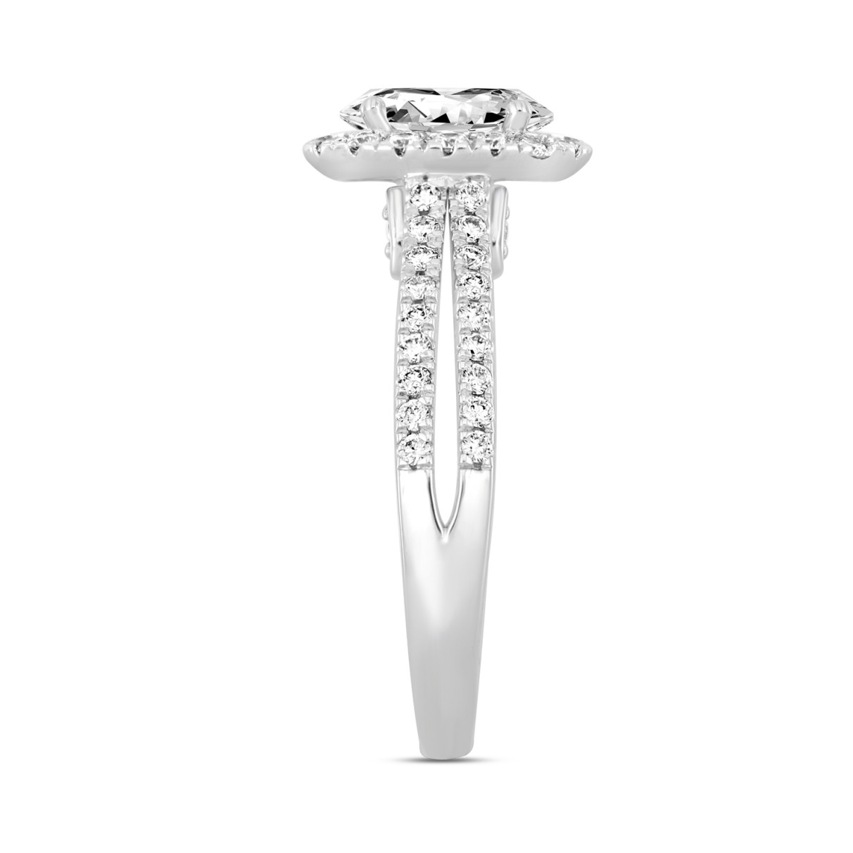 14K WHITE GOLD 2.00CT ROUND/OVAL DIAMOND LADIES RING (CENTER STONE OVAL DIAMOND 1 1/2CT)