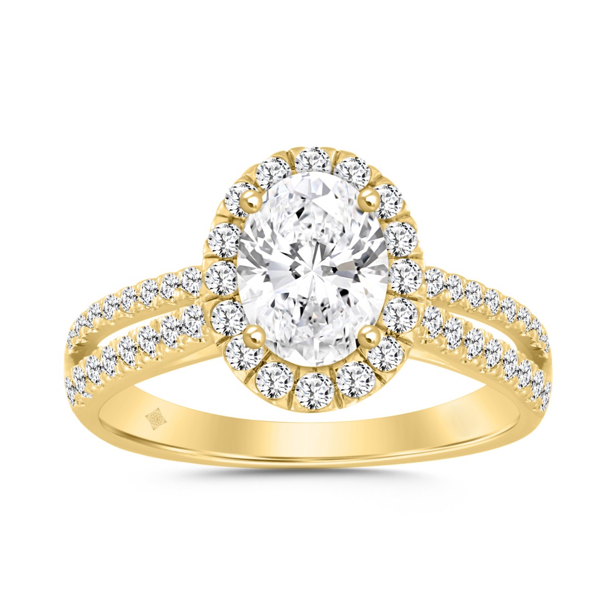 14K YELLOW GOLD 2.00CT ROUND/OVAL DIAMOND LADIES RING (CENTER STONE OVAL DIAMOND 1 1/2CT)