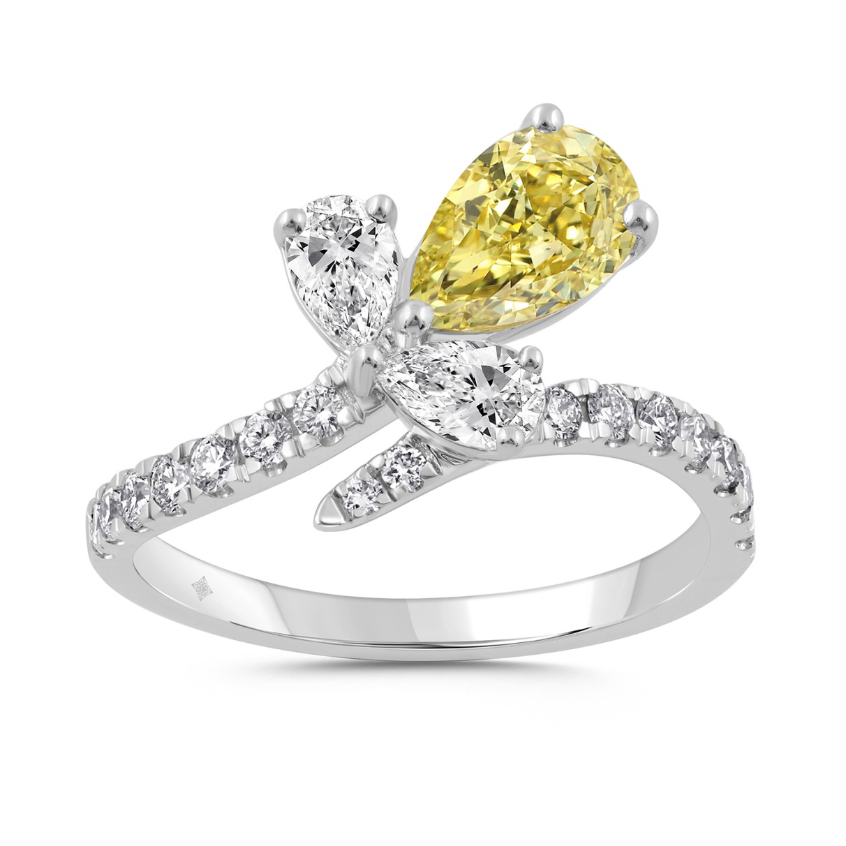 14K WHITE GOLD 1 3/4CT ROUND/PEAR/YELLOW PEAR DIAM...