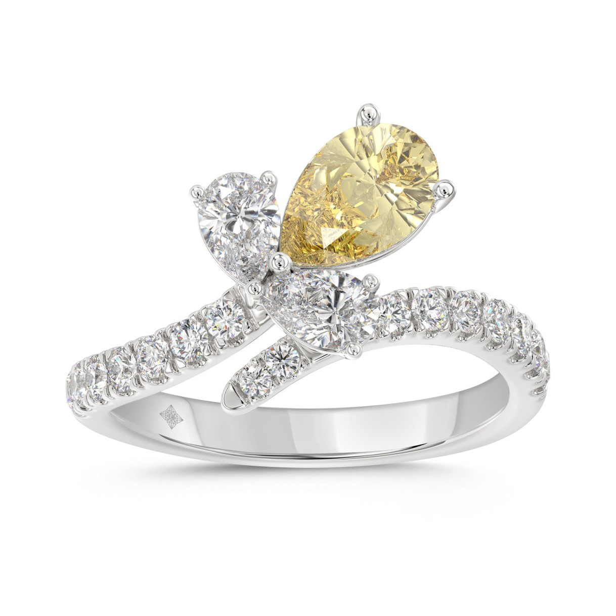 14K WHITE GOLD 1 3/4CT ROUND/PEAR/YELLOW PEAR DIAM...