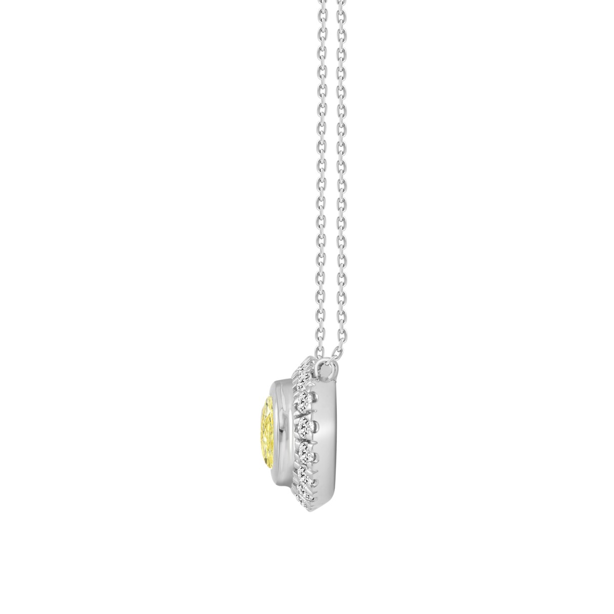 14K WHITE/YELLOW GOLD 1 1/4CT ROUND/YELLOW OVAL DIAMOND NECKLACE  (CENTER STONE OVAL DIAMOND 1CT)