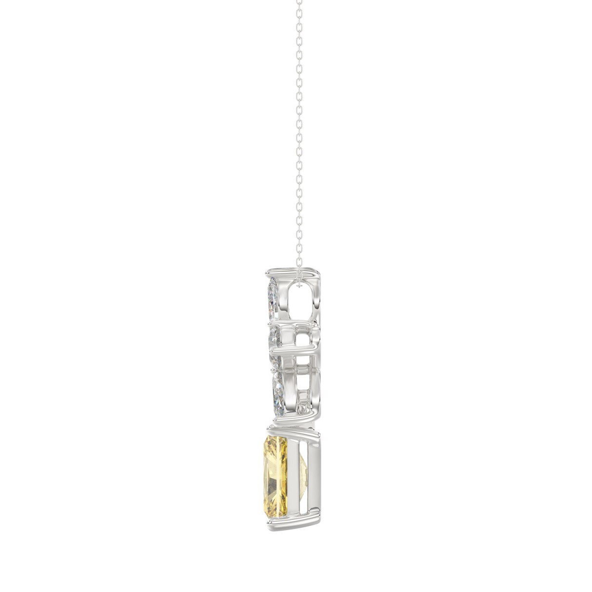 14K WHITE/YELLOW GOLD 2 1/4CT PEAR/MARQUISE/RADIANT DIAMOND LADIES PENDANT WITH CHAIN (CENTER STONE RADIANT DIAMOND 1 1/2CT)