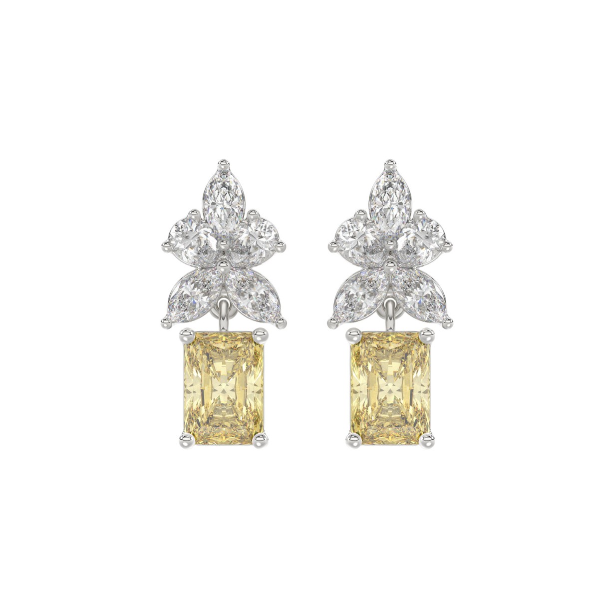 14K WHITE GOLD 3.00CT PEAR/MARQUISE/YELLOW RADIANT...