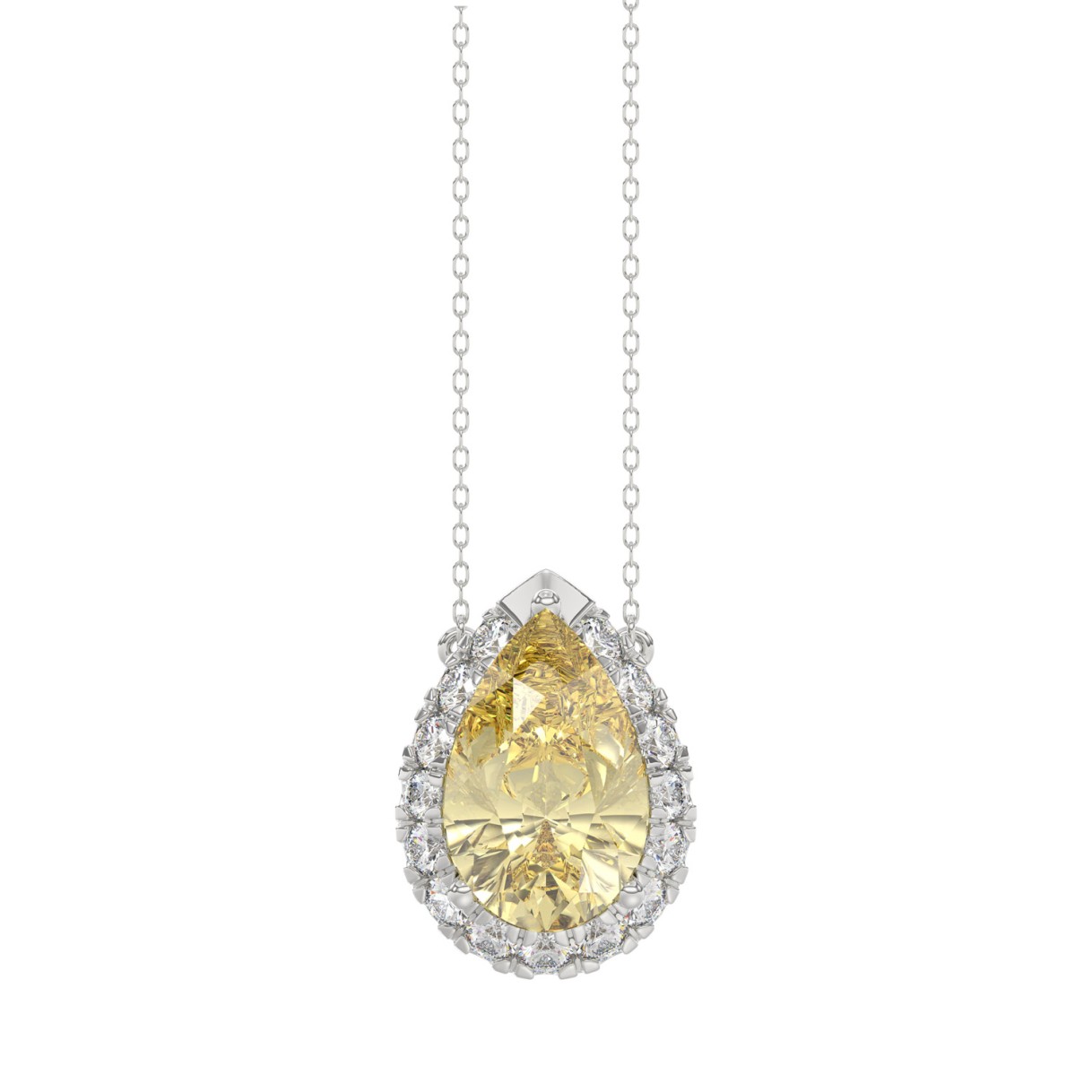 14K WHITE GOLD 1 3/4CT ROUND/YELLOW PEAR DIAMOND L...