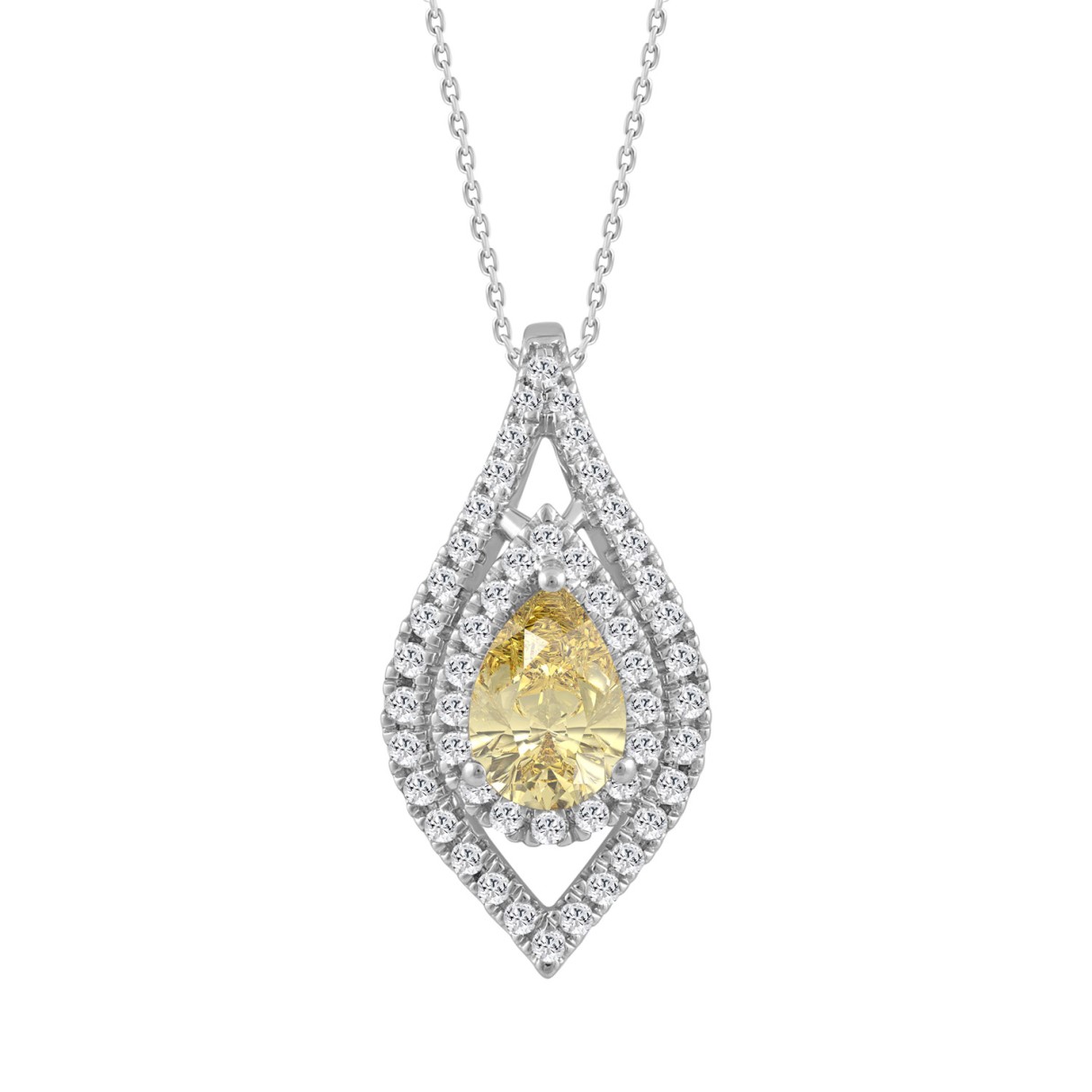 14K WHITE GOLD 1 1/2CT ROUND/PEAR DIAMOND LADIES P...