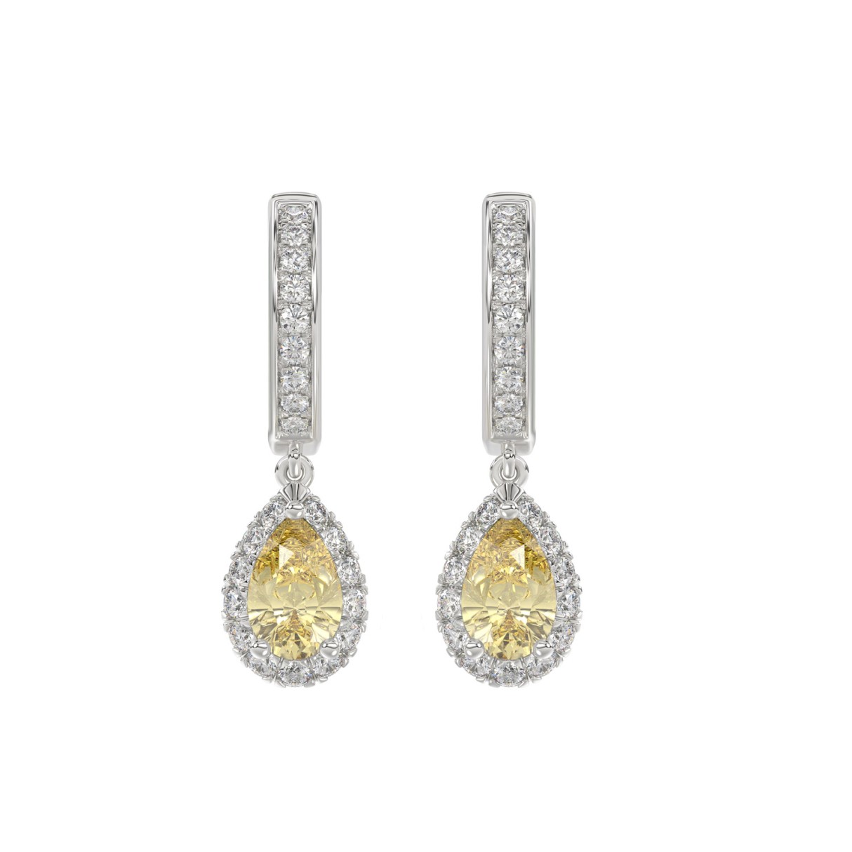 14K WHITE GOLD 2 3/4CT ROUND/PEAR DIAMOND LADIES E...