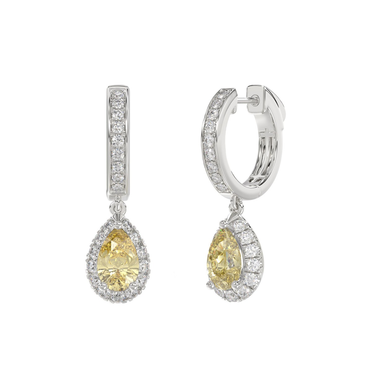 14K WHITE GOLD 2 3/4CT ROUND/PEAR DIAMOND LADIES EARRINGS