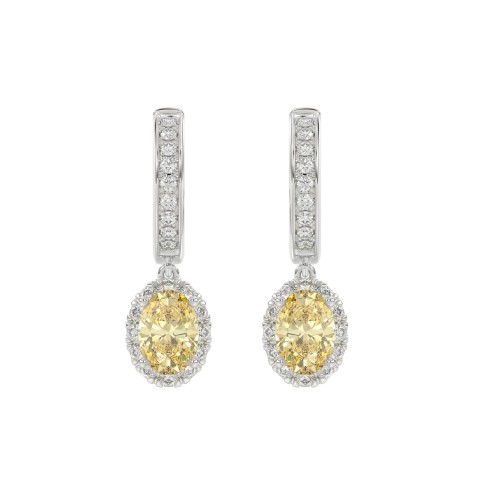 1K WHITE GOLD 2 3/4CT ROUND/OVAL DIAMOND LADIES EARRINGS