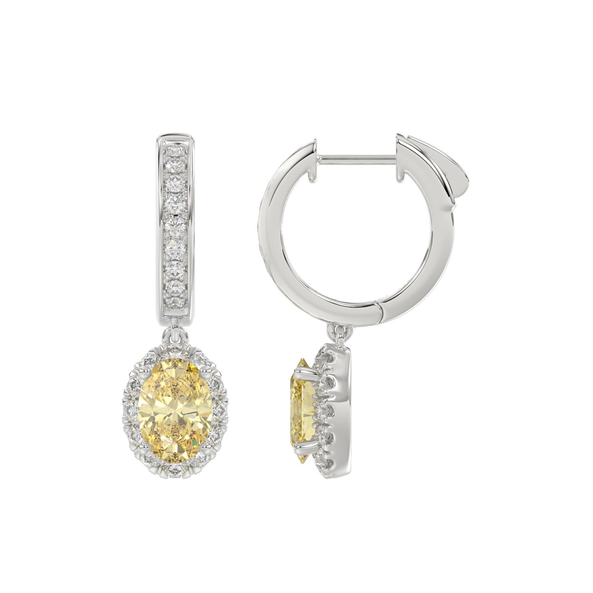 1K WHITE GOLD 2 3/4CT ROUND/OVAL DIAMOND LADIES EARRINGS