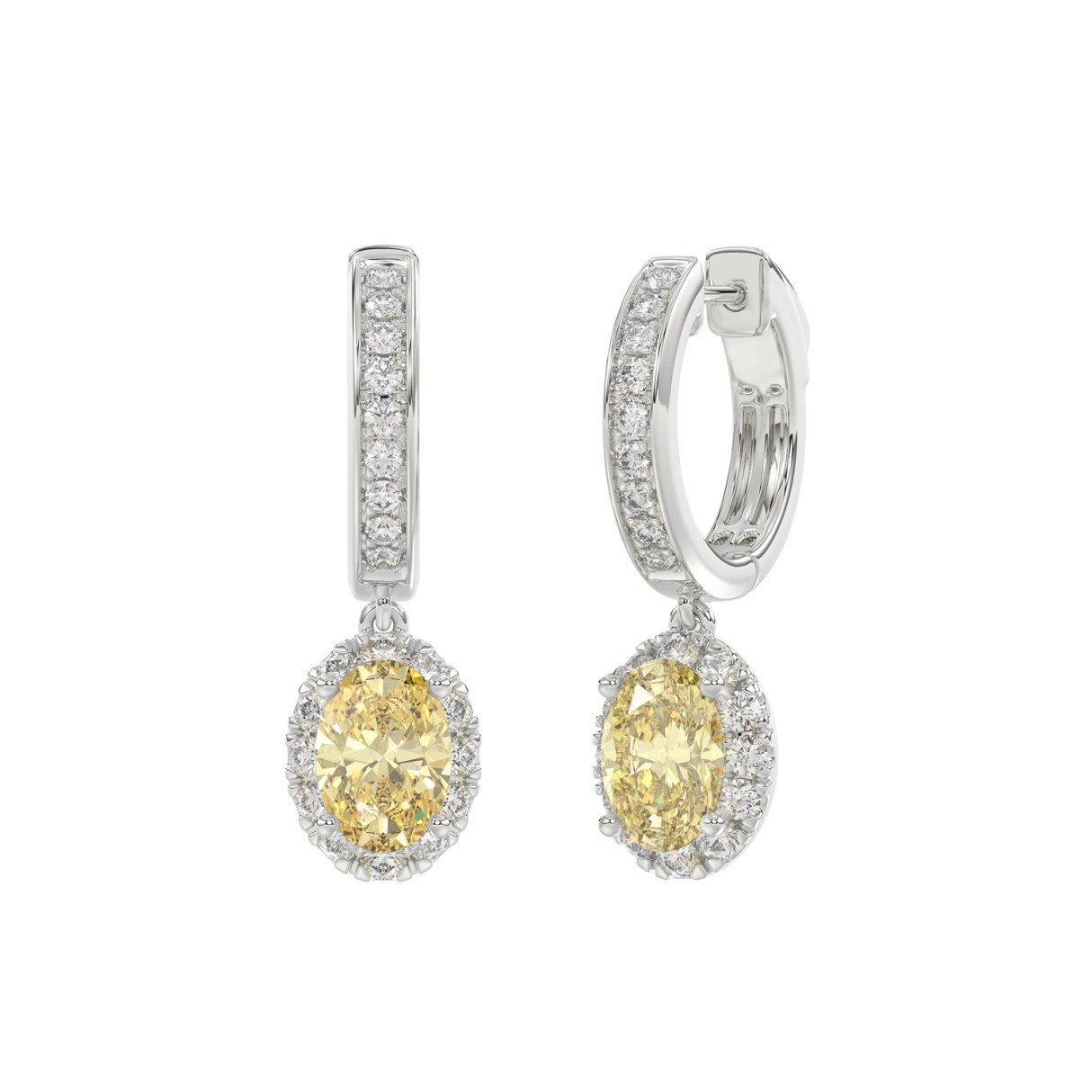 1K WHITE GOLD 2 3/4CT ROUND/OVAL DIAMOND LADIES EARRINGS